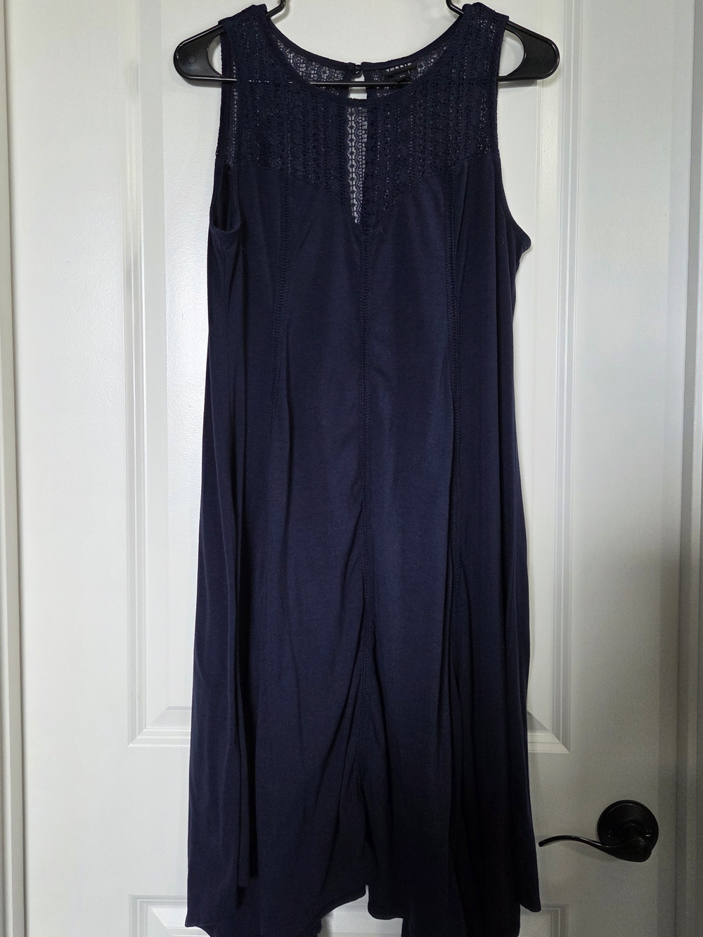 Torrid Navy Crochet Yoke Tank